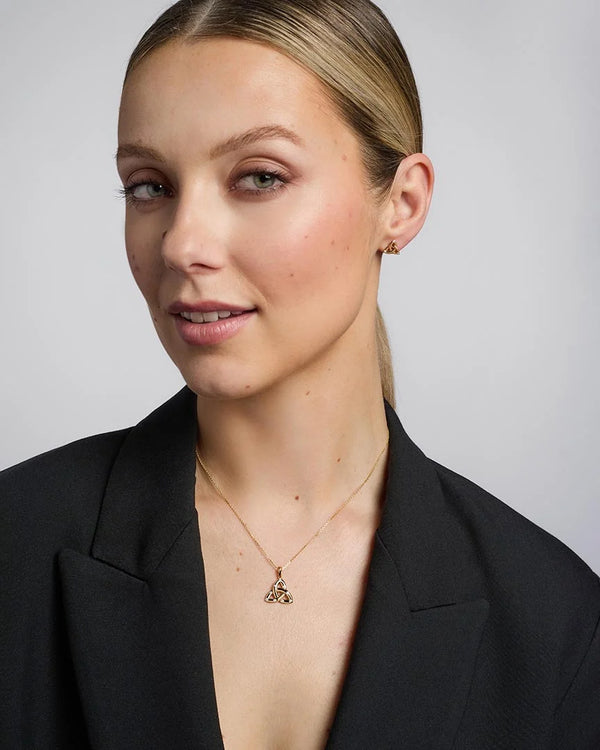 Gold Trinity Knot Necklace With Diamonds