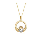 Claddagh Necklace with Heartshaped Lab Diamond