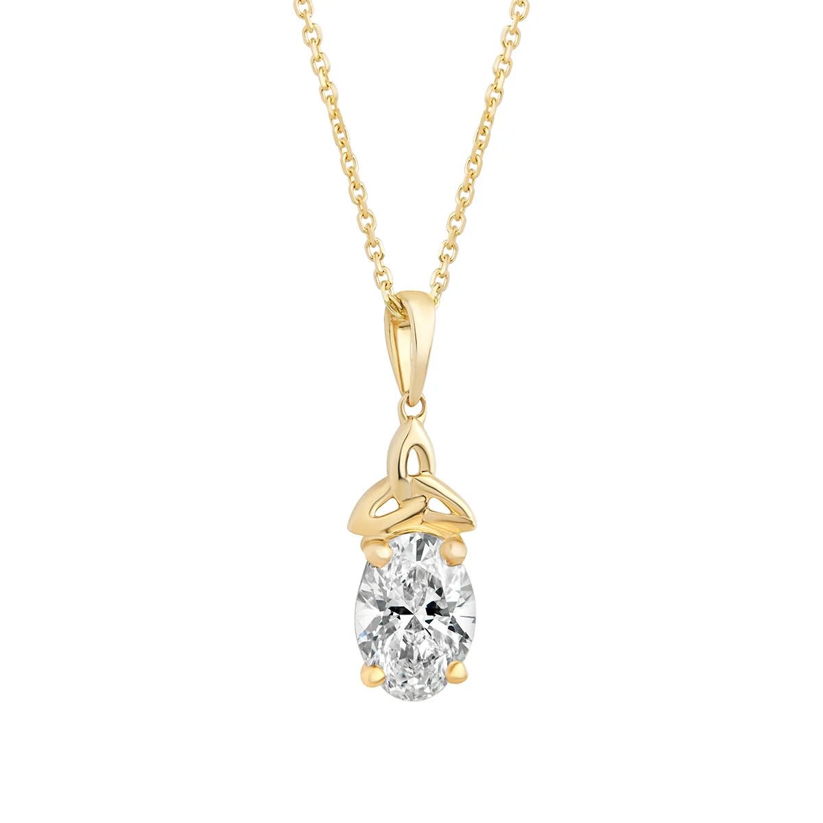 Lab Diamond Gold Trinity Knot Necklace