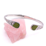 Silver Trinity Knot Bangle Inlaid With Connemara Marble