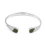 Silver Trinity Knot Bangle Inlaid With Connemara Marble