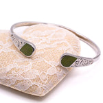 Silver Trinity Knot Bangle Inlaid With Connemara Marble