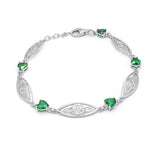 Sterling Silver Trinity Knot Bracelet With Green Crystals