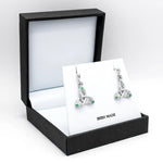 Sterling Silver Trinity Knot Earrings with Emeralds and Diamonds