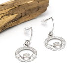 Silver Claddagh Earrings with Cubic Zirconia