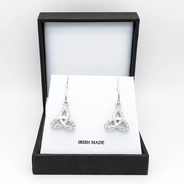 Silver Trinity Knot Earrings with Cubic Zirconia