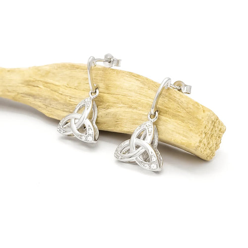 Silver Trinity Knot Earrings with Cubic Zirconia