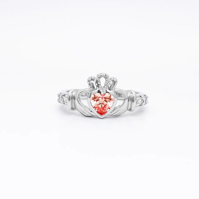 Birthstone Claddagh Ring - Love, Loyalty, Friendship