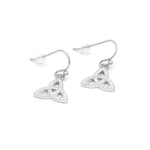Silver Trinity Knot Earrings with Crystals