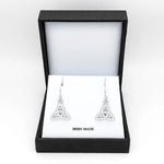 Silver Trinity Knot Earrings with Crystals