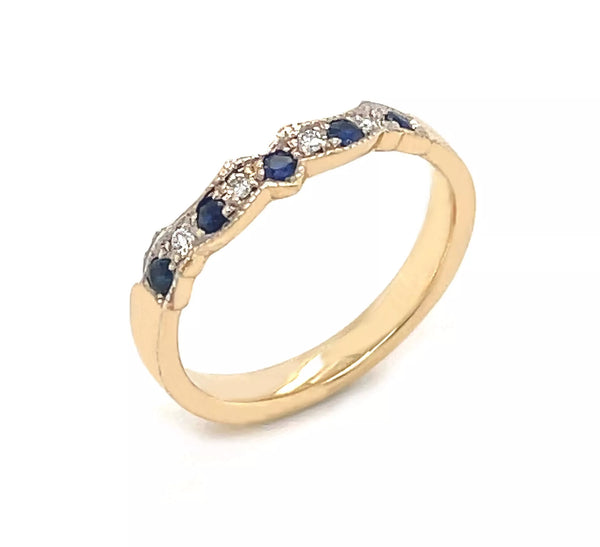 Irish Wedding Ring with Pavé-Set Precious Gemstones