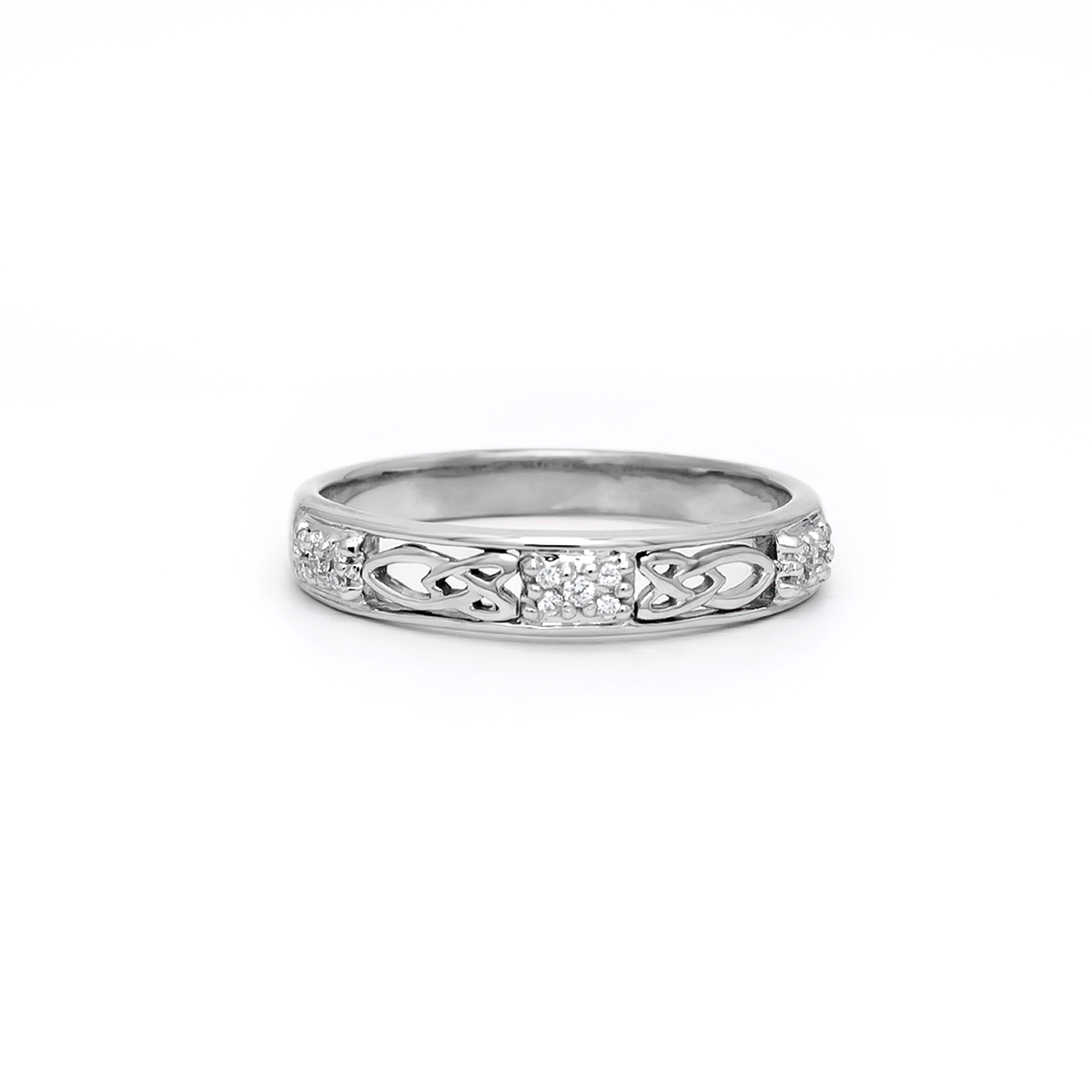 Celtic Trinity Knot Ring Set with Precious Gemstones