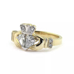Claddagh Engagement & Wedding Ring Set Adorned With Precious Gemstones