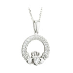 Sterling Silver Claddagh Birthstone Necklace
