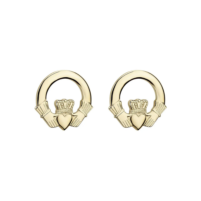 Gold Claddagh Stud Earrings