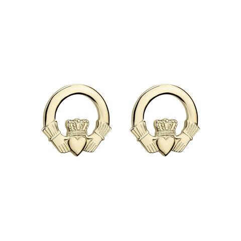 Gold Claddagh Stud Earrings