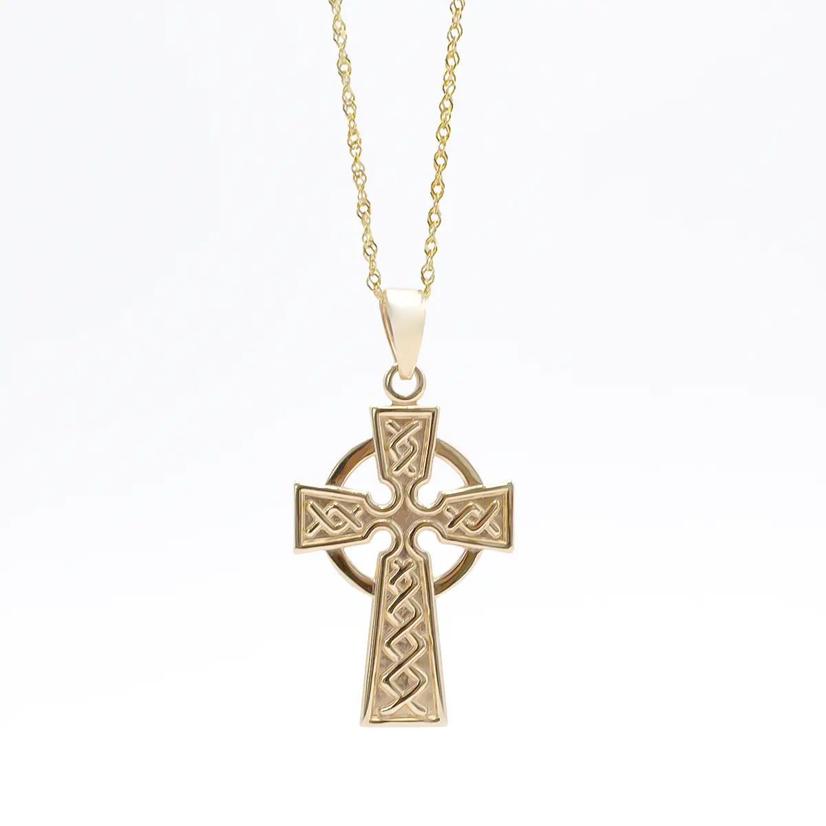 Traditional Gold Celtic Cross Pendant – view 2