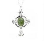 Oval Connemara Marble Sterling Silver Celtic Cross Pendant