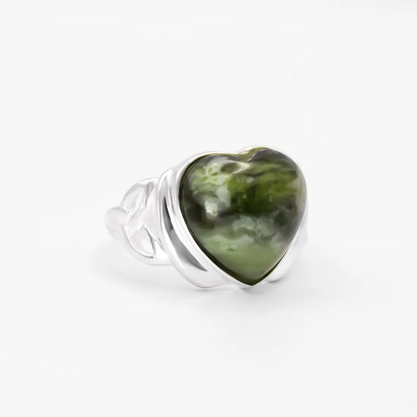 Connemara Marble Sterling Silver Trinity Knot Heart Ring
