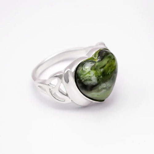Connemara Marble Sterling Silver Trinity Knot Heart Ring