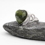Connemara Marble Sterling Silver Trinity Knot Heart Ring