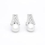 Sterling Silver Celtic Pearl Stud Earrings