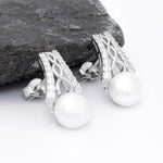Sterling Silver Celtic Pearl Stud Earrings