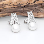 Sterling Silver Celtic Pearl Stud Earrings