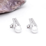 Sterling Silver Celtic Pearl Stud Earrings