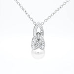 Sterling Silver Trinity Knot Pearl Pendant with Crystals