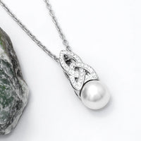 Sterling Silver Trinity Knot Pearl Pendant with Crystals