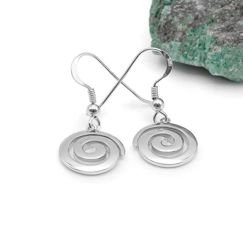 Celtic Spiral Drop Earrings in Sterling Silver