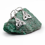 Intricate Silver Celtic Trinity Knot Drop Earrings