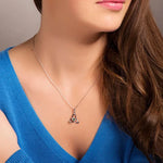 Silver Trinity Knot Necklace with Green Cubic Zirconia Crystal