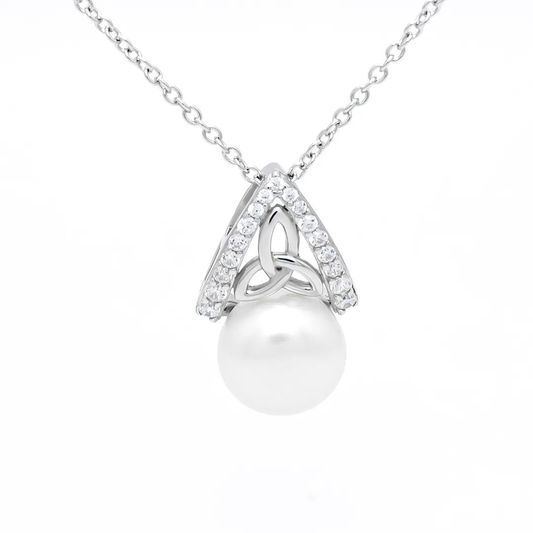 Silver Trinity Knot Pearl Pendant – view 3