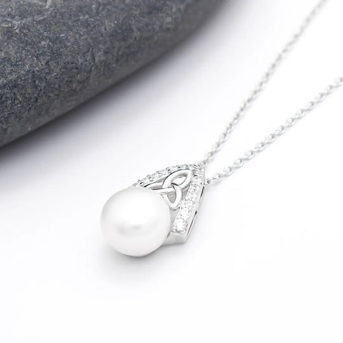 Silver Trinity Knot Pearl Pendant