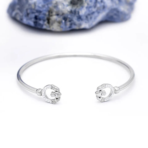 Silver Claddagh Bangle With Crystals
