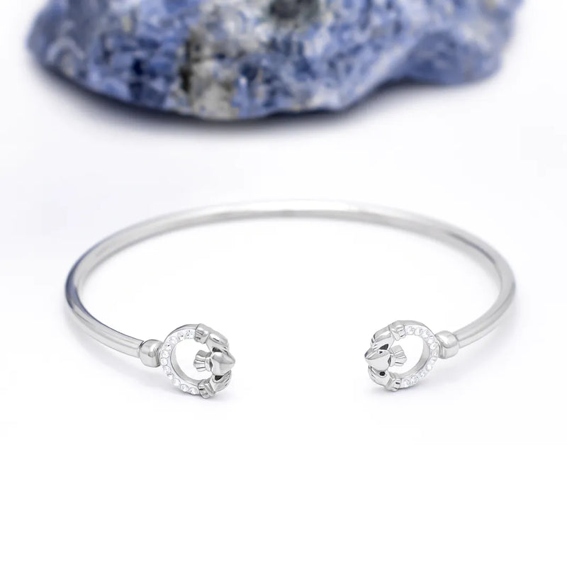 Silver Claddagh Bangle With Crystals