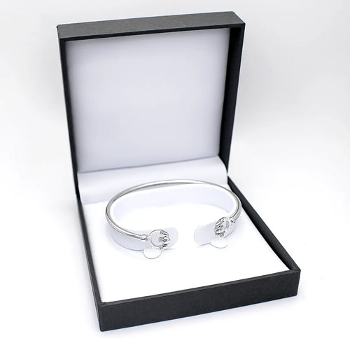 Silver Claddagh Bangle With Crystals