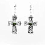 Connemara Marble Silver Claddagh Cross Earrings