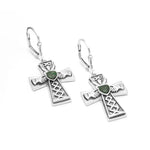 Connemara Marble Silver Claddagh Cross Earrings