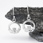 Silver Claddagh Drop Earrings