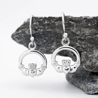 Silver Claddagh Drop Earrings