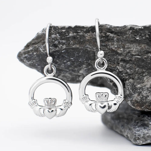 Silver Claddagh Drop Earrings