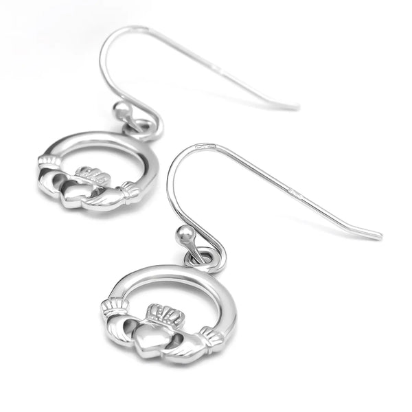 Silver Claddagh Drop Earrings