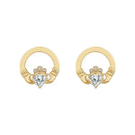 Claddagh Earrings with Heartshaped Lab Diamond