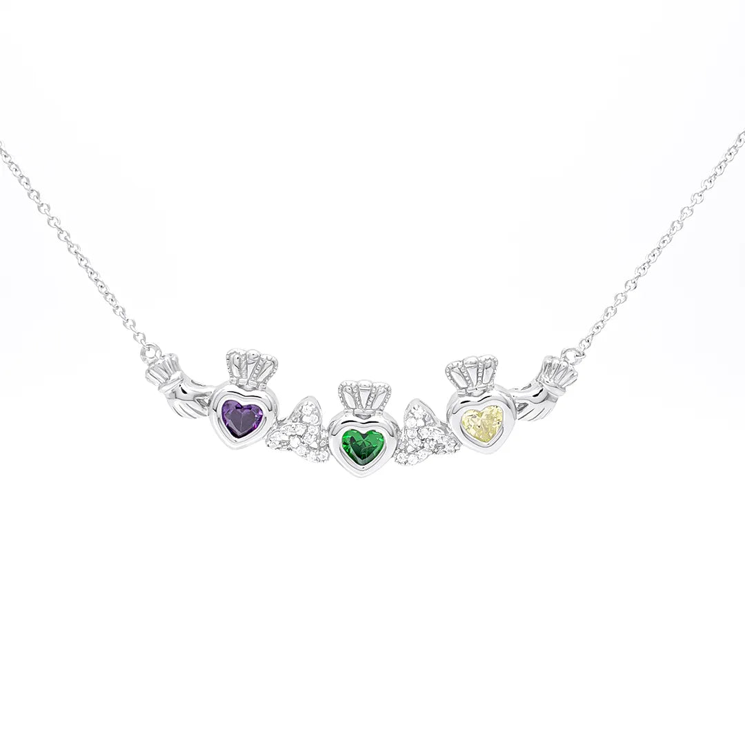 Family Birthstone Claddagh Trinity Knot Pendant – view 6