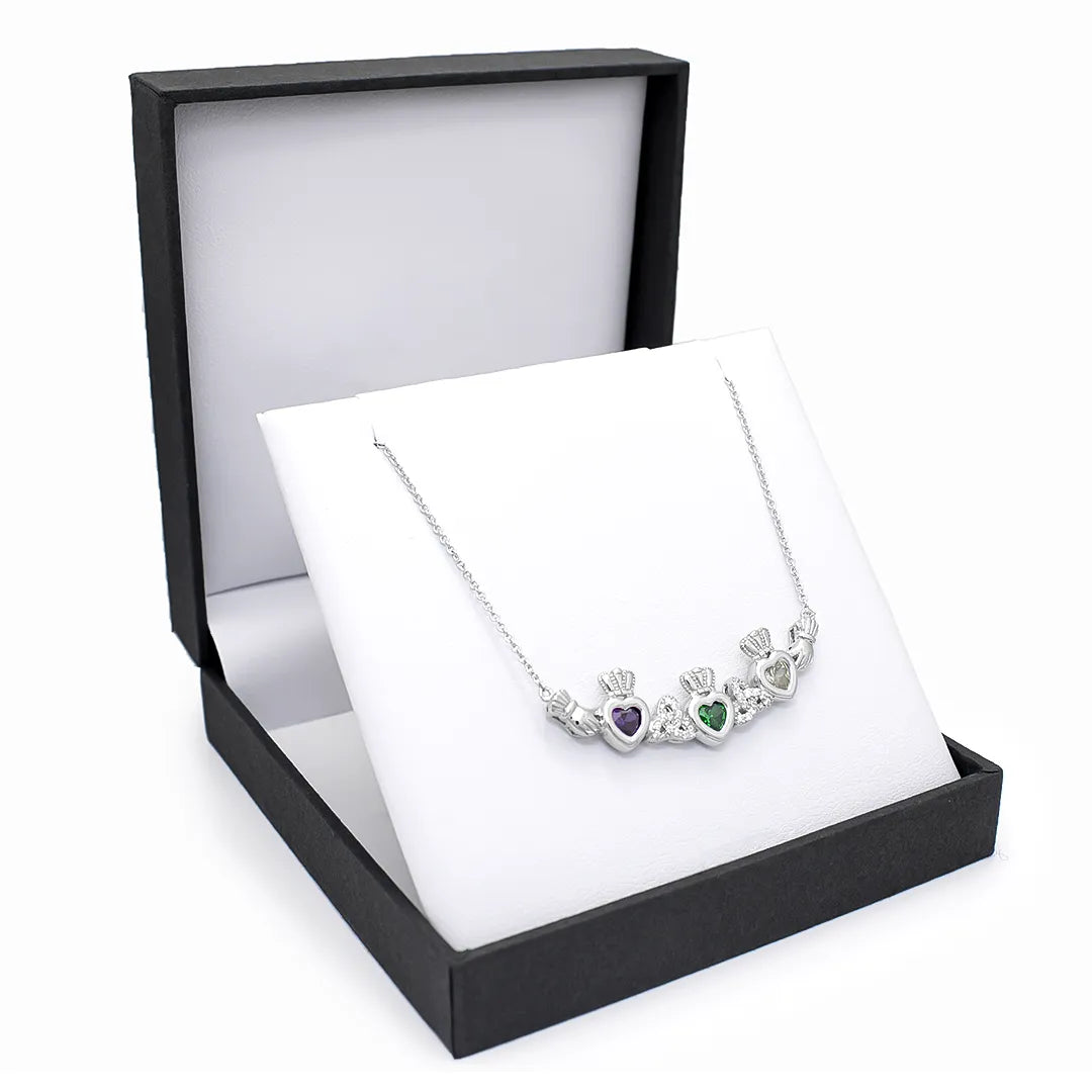 Family Birthstone Claddagh Trinity Knot Pendant – view 7