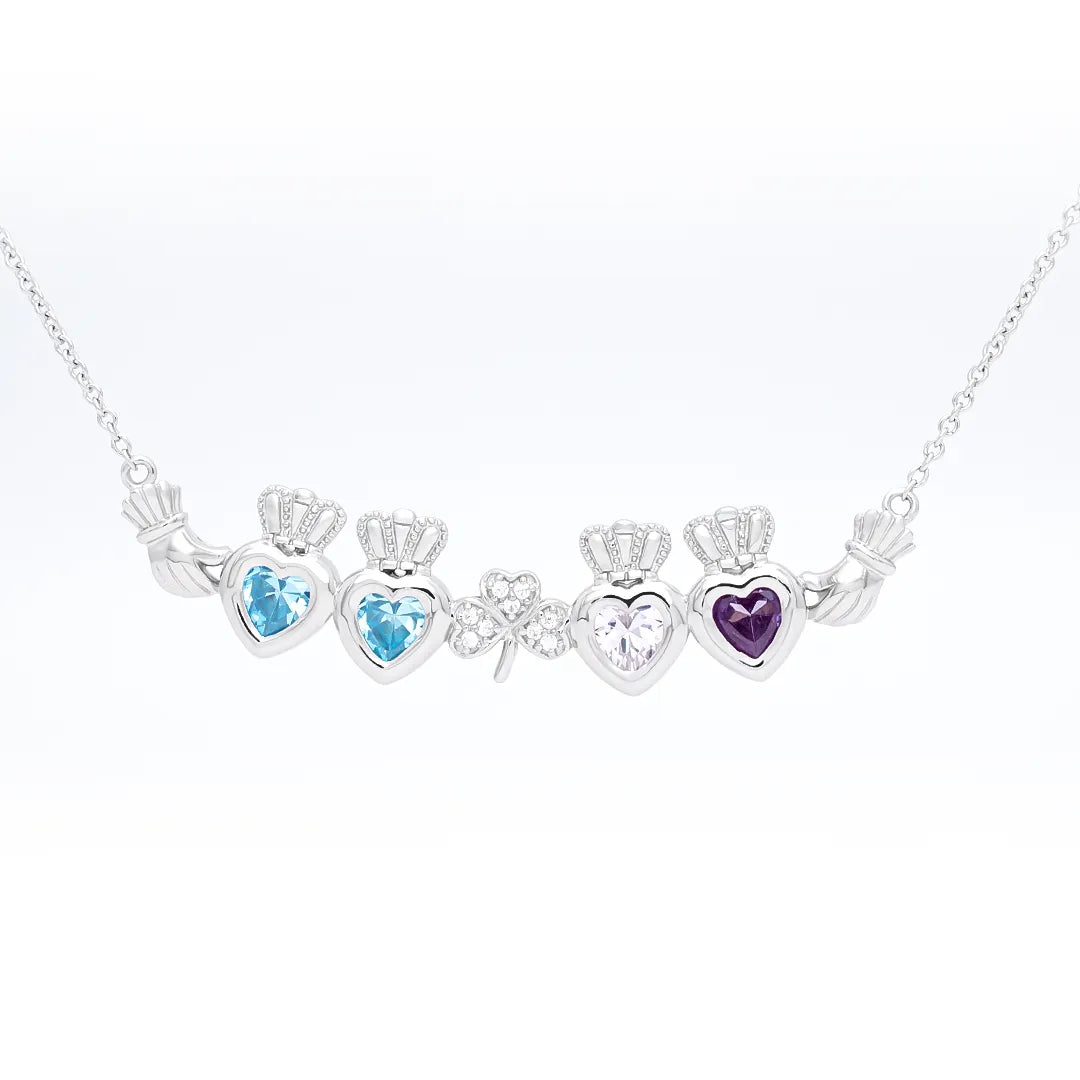 Family Birthstone Claddagh Shamrock Pendant – view 7