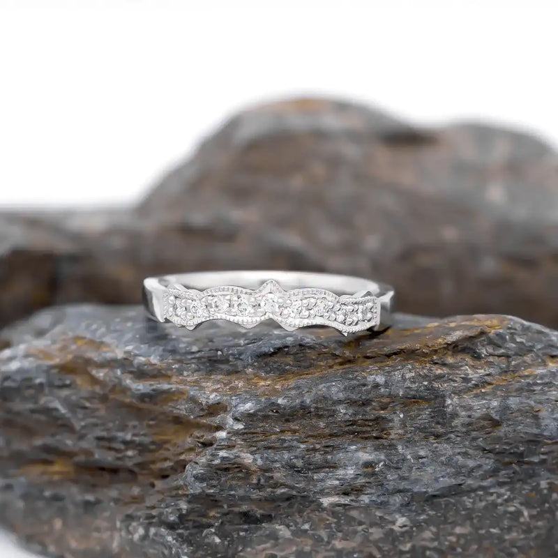 Claddagh Wedding Ring Set Adorned With Heartshaped Gemstone And Diamonds